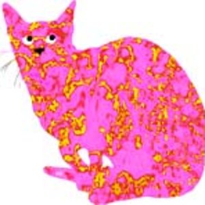 Rosa Katze. Siehe: http://cat-tshirts.blogspot.com/